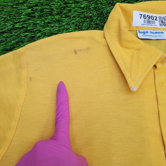 Vintage 80s Pittsburgh Steelers Logo 7 Polo Shirt M/L 21x25 Yellow USA - Picture 6 of 11